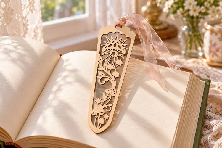Leaf Nature Forest Mushroom Bookmark Laser Cut SVG, Page