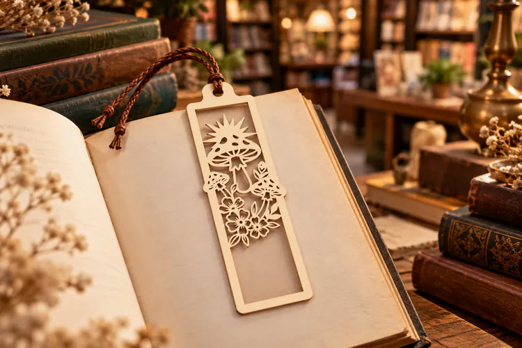 Rectangle Nature Forest Mushroom Bookmark Laser Cut SVG