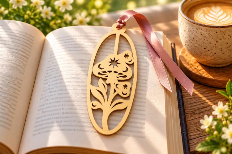 Oval Nature Forest Mushroom Bookmark Laser Cut SVG, Page Mar