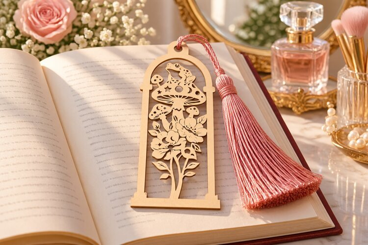 Arch Nature Forest Mushroom Bookmark Laser Cut SVG, Page Mar example image 1
