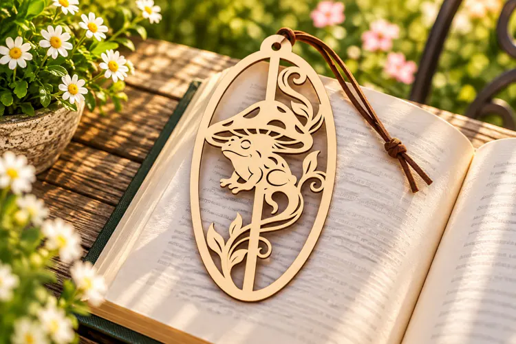 Oval Nature Forest Mushroom Bookmark Laser Cut SVG, Page Mar