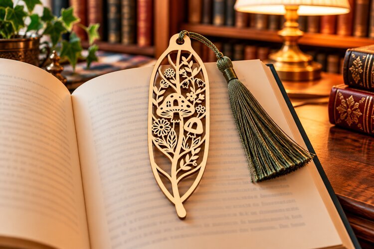 Leaf Nature Forest Mushroom Bookmark Laser Cut SVG example image 1
