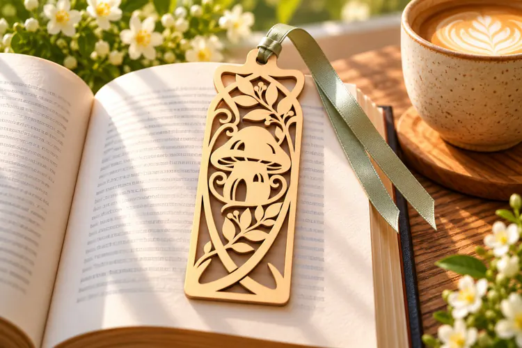 Rectangle Nature Forest Mushroom Bookmark Laser Cut SVG