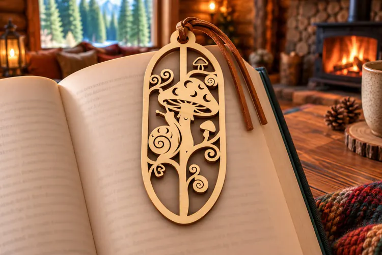 Oval Nature Forest Mushroom Bookmark Laser Cut SVG