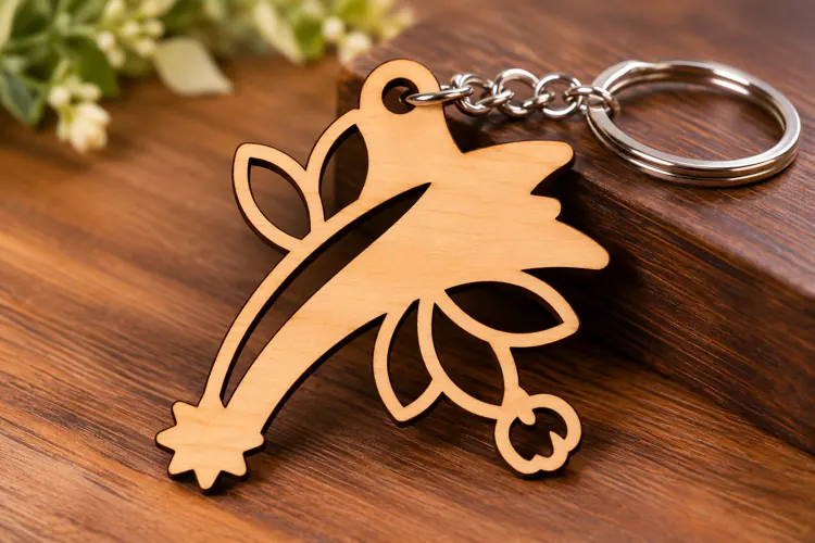 Botanical Shooting Star Floral Wooden Keychain Laser Cut SVG