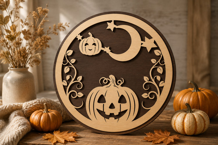 3D Halloween Pumpkin Moon Layered Laser Cut File