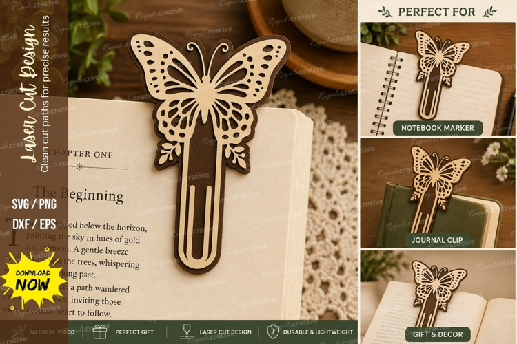 Floral Butterfly Laser Cut SVG File butterfly bookmark svg,