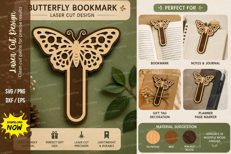 Butterfly Bookmark Laser Cut SVG File ornate butterfly bookm