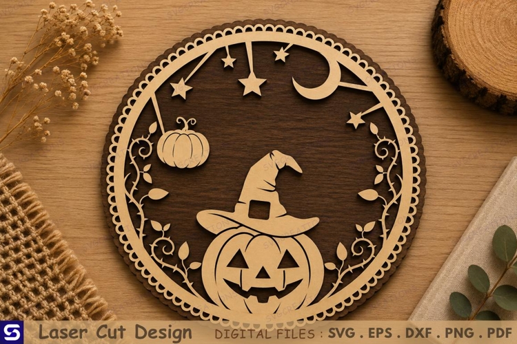 3D Halloween Witch Hat Pumpkin Layered Laser Cut File