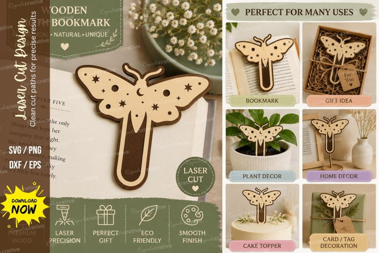moth bookmark svg, wooden moth bookmark, moth paperclip svg,