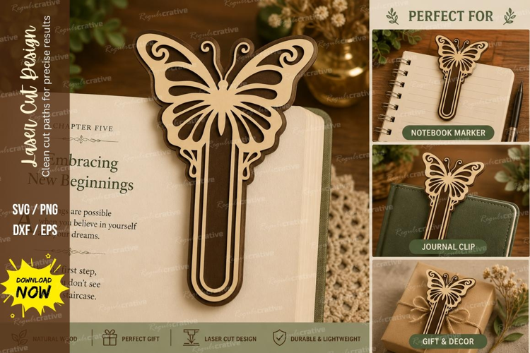 elegant butterfly bookmark, butterfly paperclip svg, gracefu