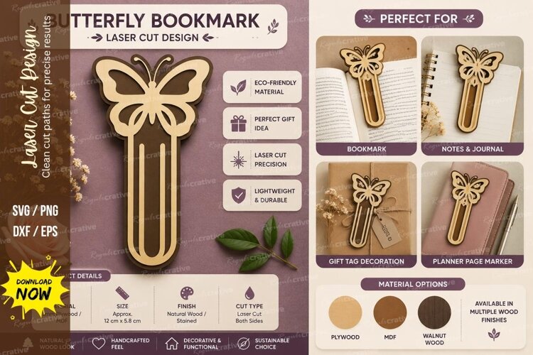 cute butterfly bookmark, simple butterfly svg, butterfly example image 1