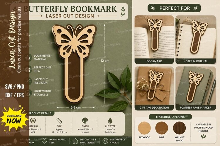 Butterfly Bookmark Laser Cut SVG File butterfly bookmark svg example image 1