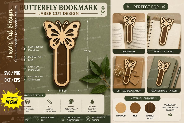 Butterfly Bookmark Laser Cut SVG File butterfly bookmark svg