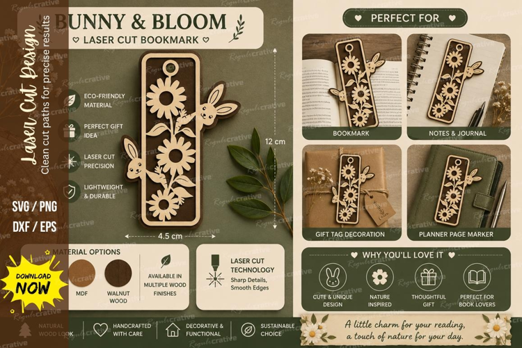 bunny bloom bookmark, sunflower bunny svg, rabbit flower boo