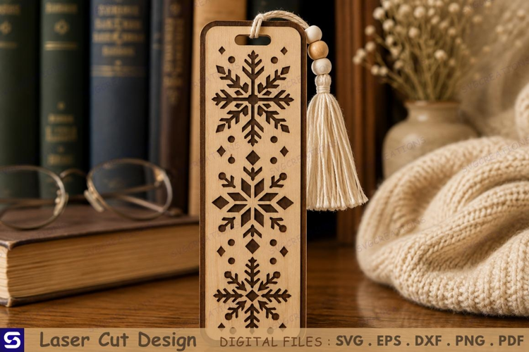 3D Winter Snowflakes Bookmark Laser Cut File