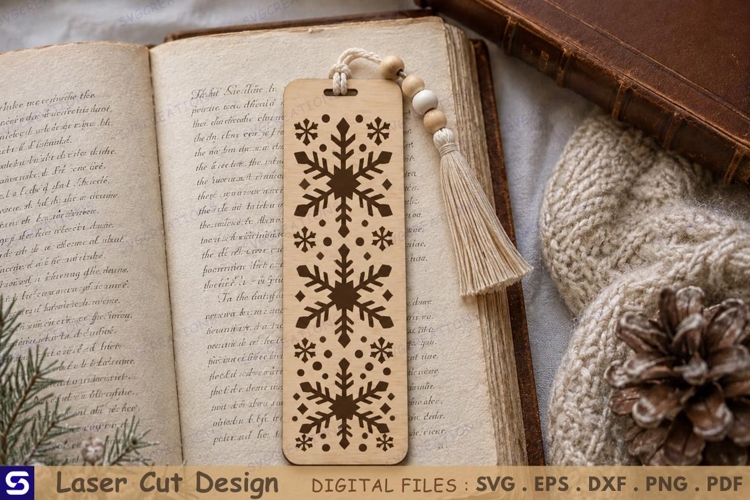 3D Winter Snowflake Pattern Bookmark Laser Cut File