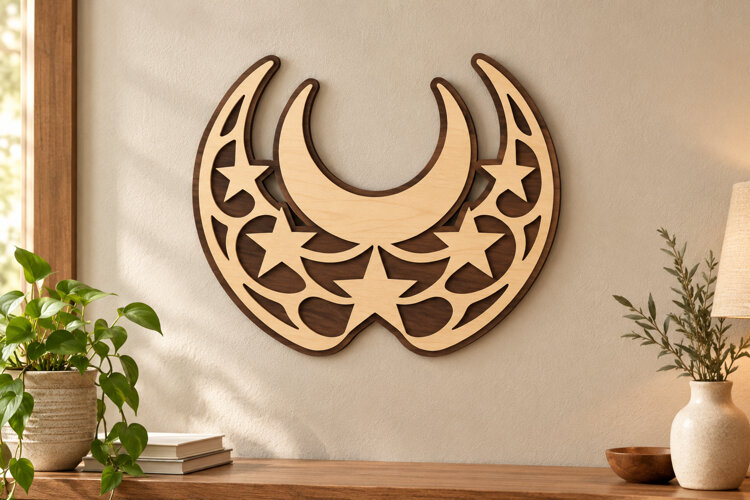Crescent Moon Laser Cut SVG File, crescent moon svg, moon example image 1