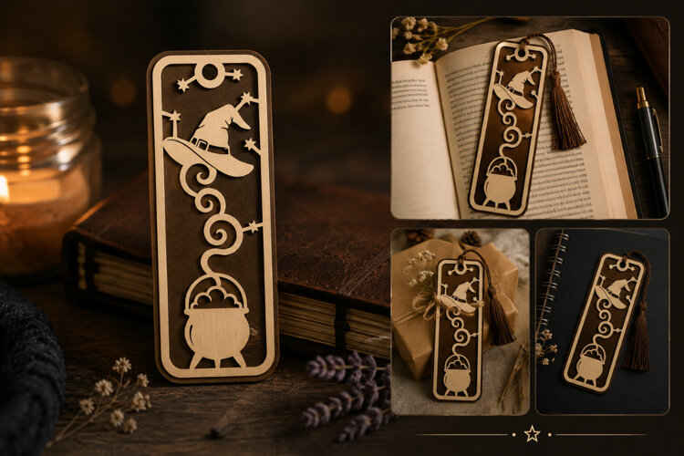 Witchy Bookmark Laser Cut SVG File witchy bookmark svg,witch example image 1