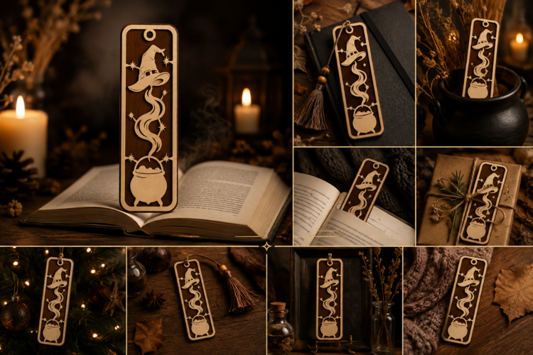 Magic Witch Bookmark Laser Cut SVG File magic witch bookmark