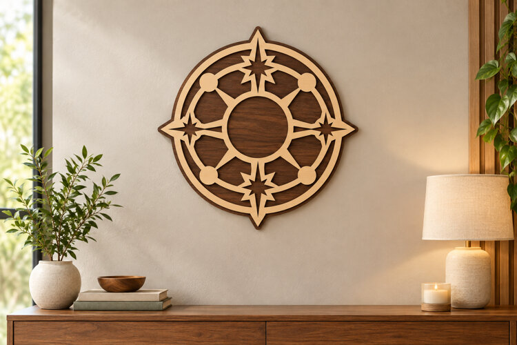 Celestial Compass Laser Cut SVG File, celestial compass svg example image 1
