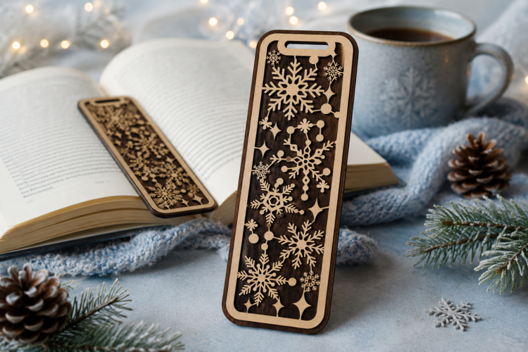 Floral Snowflake Laser Cut SVG File laser cut bookmark svg,