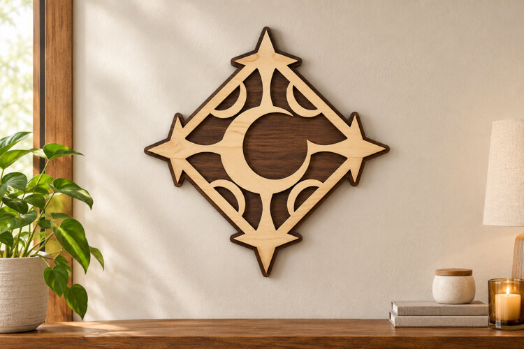 Diamond Moon Laser Cut SVG File, diamond moon svg, celestial example image 1