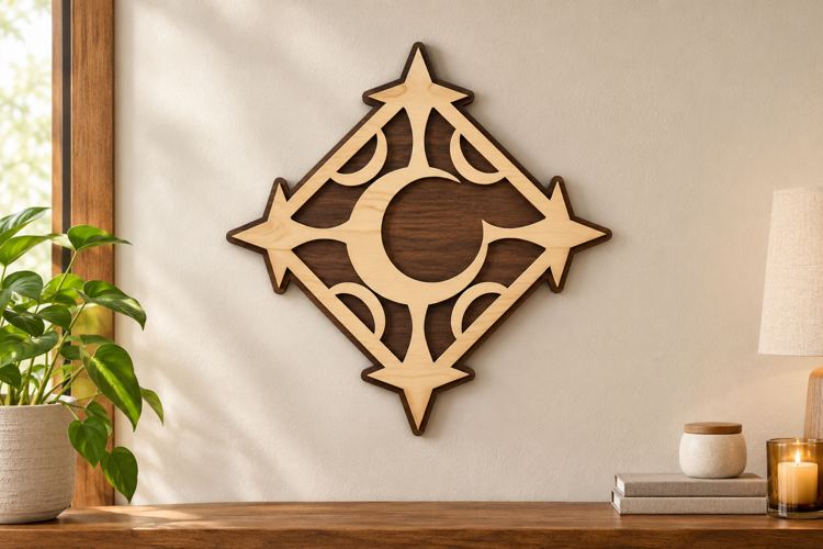 Diamond Moon Laser Cut SVG File, diamond moon svg, celestial