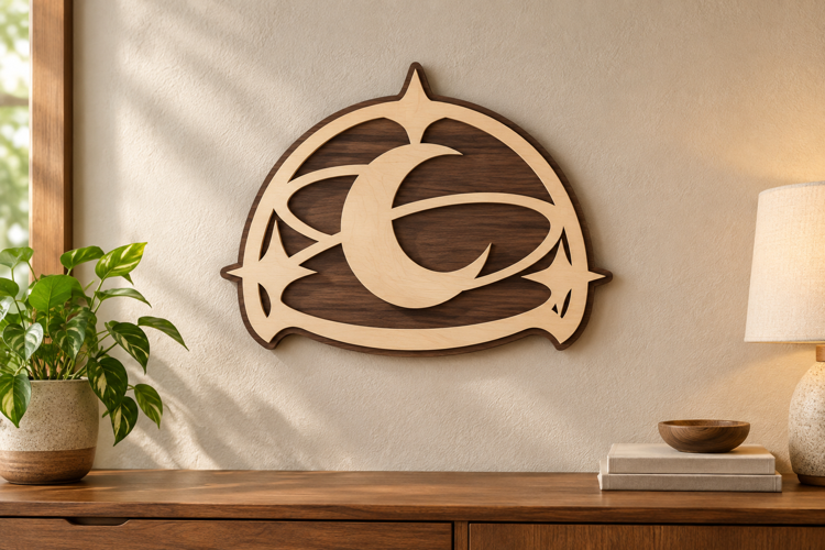 Crescent Orbit Laser Cut SVG File, crescent orbit svg, moon