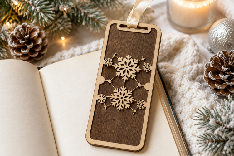 Snowflake Tag Laser Cut SVG File laser cut bookmark svg, woo