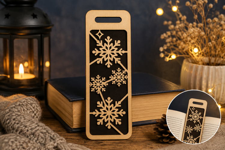 Triple Snowflake Laser Cut SVG File laser cut bookmark svg