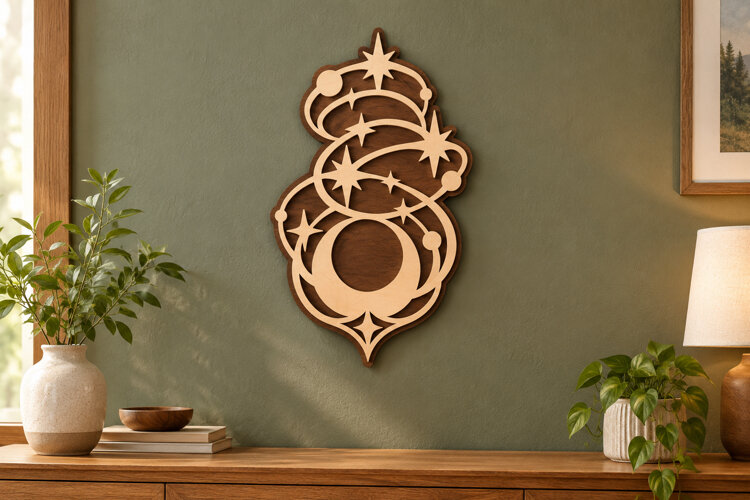 Triple Moon Charm Laser Cut SVG File, triple moon svg, moon example image 1