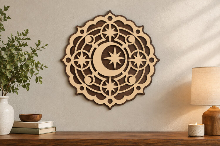 Celestial Mandala Laser Cut SVG File, celestial mandala svg example image 1