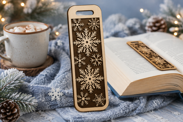 Winter Snowflake Laser Cut SVG File laser cut bookmark svg,