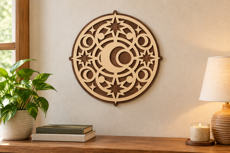 Moon Mandala Laser Cut SVG File, moon mandala svg, celestial