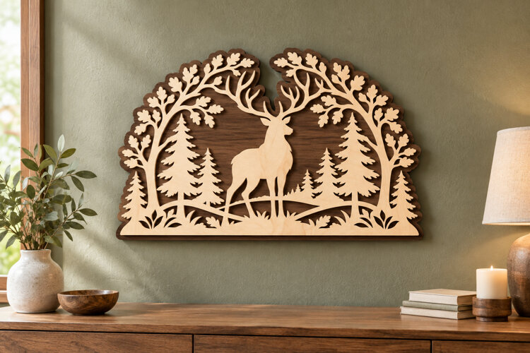 Deer Forest Arch Laser Cut SVG File, deer forest svg example image 1