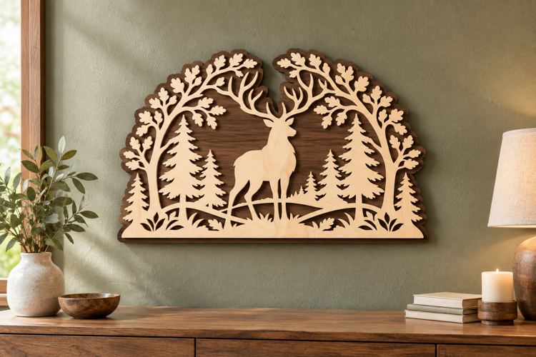 Deer Forest Arch Laser Cut SVG File, deer forest svg