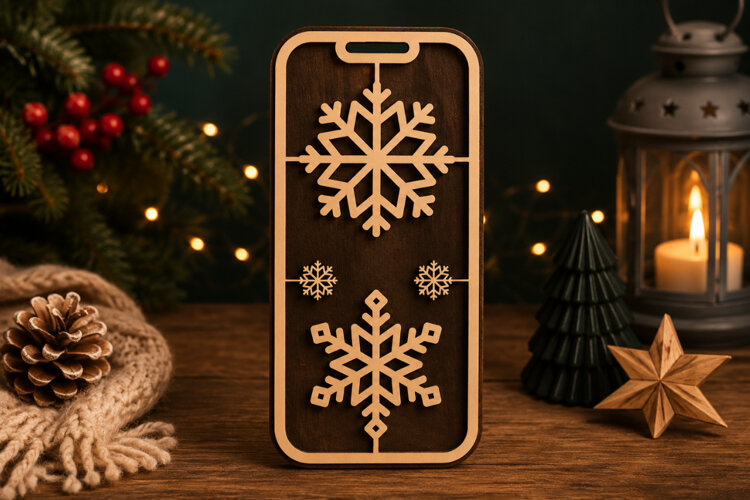 Bold Snowflake Laser Cut SVG File laser cut bookmark svg, example image 1