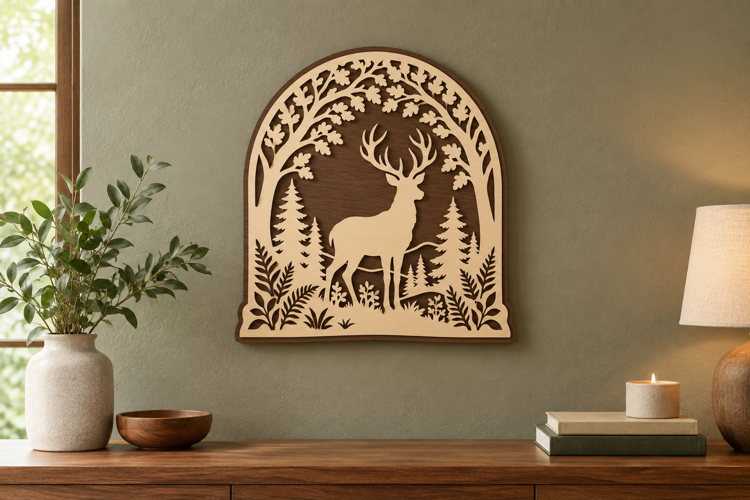 Woodland Deer Arch Laser Cut SVG File, woodland deer svg,