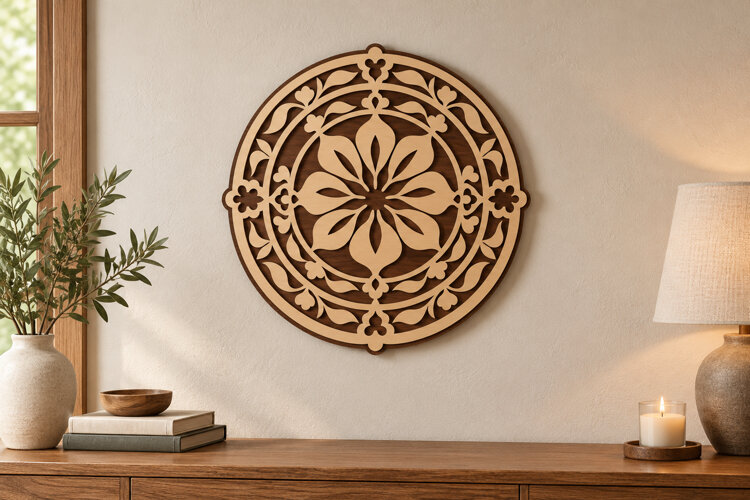 Floral Mandala Laser Cut SVG File, floral mandala svg example image 1