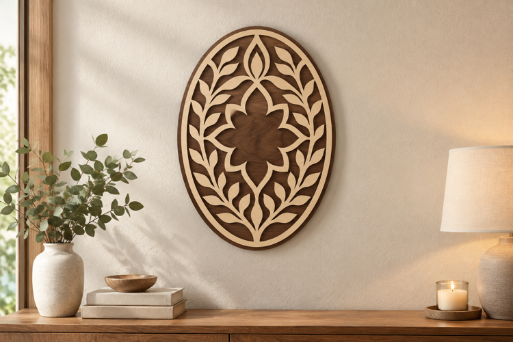 Oval Floral Mandala Laser Cut SVG File, oval floral mandala