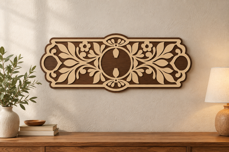 Floral Border Panel Laser Cut SVG File, floral border panel