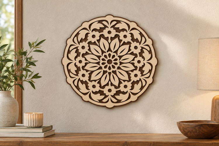 Round Floral Mandala Laser Cut SVG File, round floral mandal