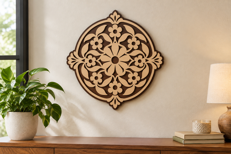 Floral Medallion Laser Cut SVG File, floral medallion svg,