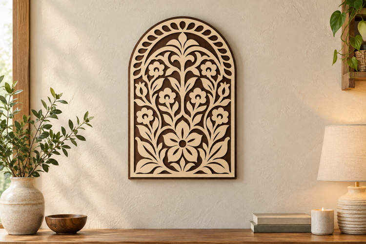 Floral Arch Panel Laser Cut SVG File, floral arch panel