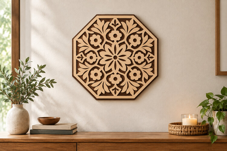 Hexagon Mandala Laser Cut SVG File, hexagon mandala svg, example image 1