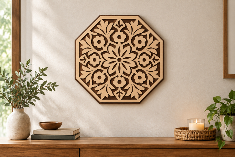 Hexagon Mandala Laser Cut SVG File, hexagon mandala svg,
