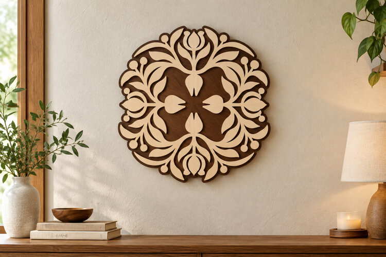 Floral Rosette Laser Cut SVG File, floral rosette svg flower example image 1