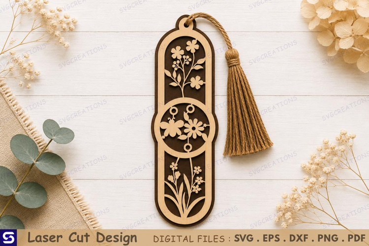3D Butterfly & Floral Wooden Bookmark Laser Cut File