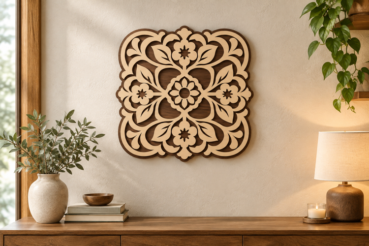 Square Floral Laser Cut SVG File, square floral svg, floral